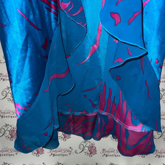 Hawaii Wrap dress satin silky shiny metallic blue & pink gorgeous beach coverup - Picture 6 of 8
